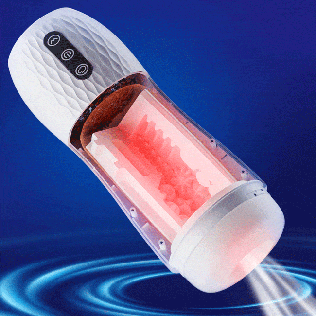 Acmejoy - 语音发声男性自慰器，带加热底座，5吸吮10振动