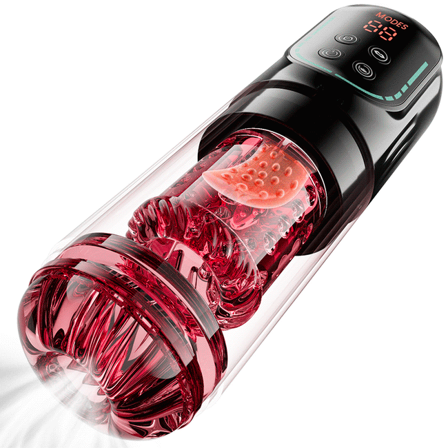 Cinder - 推入、旋转、吸吮、振动、舔舐式口交器（男性自慰器）