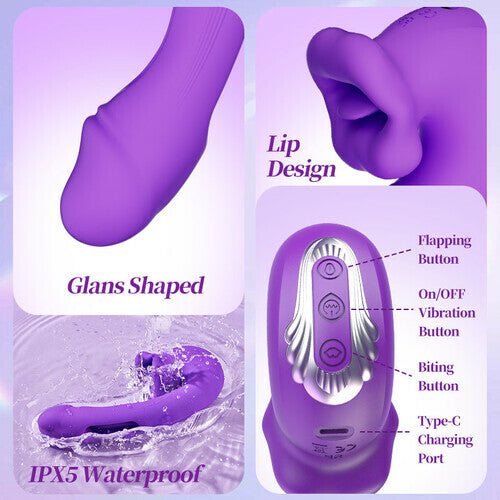 Isolde - Upgraded Mouth-Shaped 3 In 1 Flapping & Biting & Toungue Vibrator