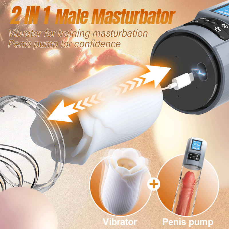 Acmejoy - Robert 2 IN 1 Powerful Vibrating Masturbator Penis Pump with Manual Mode