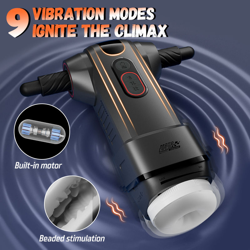 【Automatic Handle】 Motopulse - 2 heating modes, 9-frequency telescopic vibration, Handle adjustment, Male Stroker