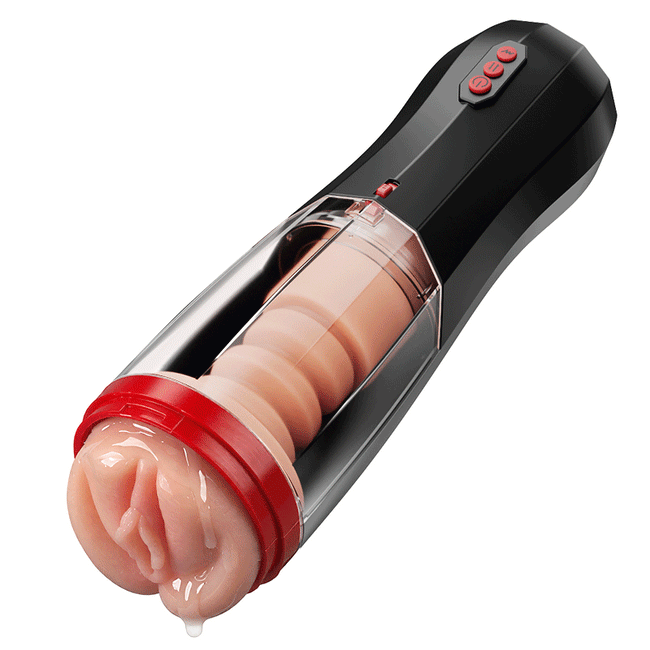 【外翻肉感阴唇】ROKA - 5合1多功能男性自慰器，具备5种推吸、10种震动，带透明可拆卸外罩