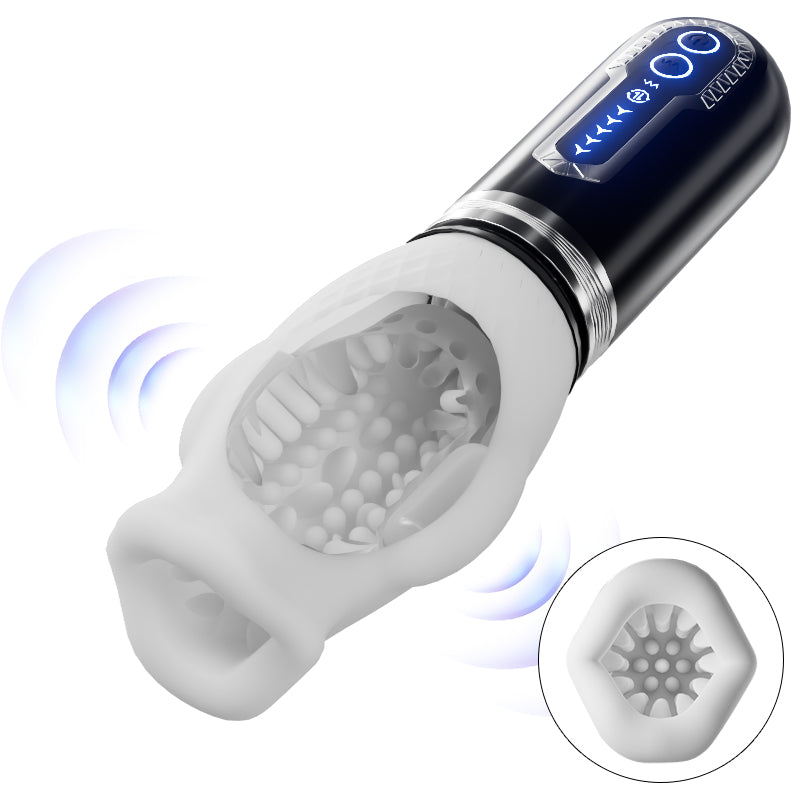 Tornado 2.0 - Dual Motor Oralsex Analog Male Stroker 7 Vibrations 5 Retractions 5 Rotations