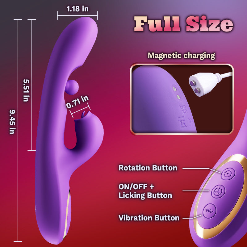 Acmejoy - Tongue Licking Clitoral Stimulator Vibrator With 360° Rotation Rubbing Ball